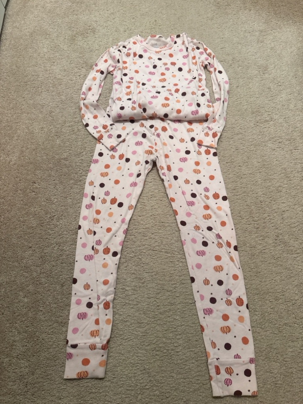 GAP Kids Pumpkin Pajama Set Girls Size 12 Organic Cotton Fall